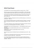 HCA Final Exam Questions with correct Answers 2024/2025( A+ GRADED 1 00% VERIFIED).