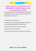 ABFM HEALTH COUNSELING AND  PREVENTIVE CARE Questions and  Answers (Rated 100%)