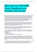 RAC Devices FDA PMA Exam Questions and Answers All Correct 