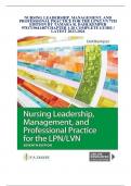 NURSING LEADERSHIP, MANAGEMENT, AND PROFESSIONAL PRACTICE FOR THE LPN/LVN 7TH EDITION BY TAMARA R. DAHLKEMPER 9781719641487CHAPTER 1-20 COMPLETE GUIDE / LATEST 2023-2024