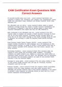 CAW Certification Exam Questions With Correct Answers