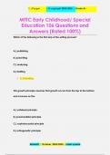 MTTC Early Childhood/ Special  Education 106 Questions and  Answers (Rated 100%)