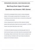 Med Surg Exam Upper GI system Questions and Answers 100% Solved