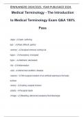 Medical Terminology - The Introduction to Medical Terminology Exam Q&A 100% Pass