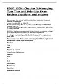 EDUC 1300 - Chapter 3 Managing Your Time and Priorities Exam Review questions and answers