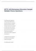 MTTC 103 Elementary Education Sample Multiple Choice Exam  Questions