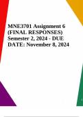 MNE3701 Assignment 6 (FINAL RESPONSES) Semester 2, 2024 - DUE DATE: November 8, 2024