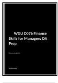 WGU D076 Finance Skills for Managers OA Prep