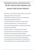 NU 433: Immune Exam Questions and Answers 100% Solved | Rated A+