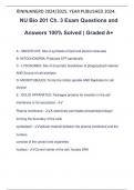 NU Bio 201 Ch. 3 Exam Questions and Answers 100% Solved | Graded A+