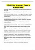 NDSU Bio Anatomy Exam 2 Study Guide 