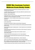 NDSU Bio Anatomy Lecture Midterm Exam Study Guide 