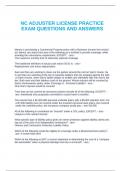 NC ADJUSTER LICENSE PRACTICE EXAM QUESTIONS AND ANSWERS