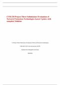 CYB-220 Project Three Submission: Evaluation of Network Protection Technologies Latest Update with complete Solution