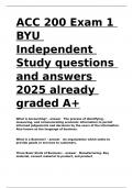 ACC 200 Exam 1 BYU Independent Study questions and answers 2025 already graded A+