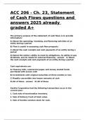 ACC 206 - Ch. 23, Statement of Cash Flows questions and answers 2025 already graded A+