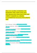 WGU C211 GLOBAL ECONOMICS FOR MANAGERS FINAL EXAM GUIDE 2024-2025|BRAND NEW EXAM QUESTIONS AND CORRECT ANSWERS ALL GRADED A+|GUARANTEED SUCCESS|LATESTUPDATE 2024