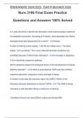 Nurs 3106 Final Exam Practice Questions and Answers 100% Solved