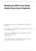 WestCoast EMT Final Study Guide Exam Latest Updated