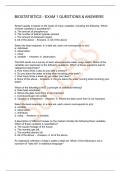 BIOSTATISTICS - EXAM 1 QUESTIONS & ANSWERS