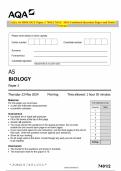 AQA AS BIOLOGY Paper 2 7401/2 MAY 2024 Combined Question Paper and Mark Scheme