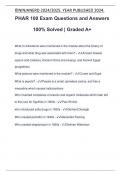 PHAR 100 Exam Questions and Answers 100% Solved | Graded A+