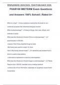 PHAR100 MIDTERM Exam Questions and Answers 100% Solved | Rated A+