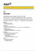 AQA AS HISTORY Industrialization and the people: Britain, c1783–1885 Component 1F The impact of industrialization: Britain, c1783–1832 MAY 2024 Combined Question Paper and Mark Scheme