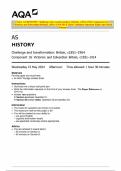 AQA AS HISTORY Challenge and transformation: Britain, c1851–1964 Component 1G Victorian and Edwardian Britain, c1851–1914 MAY 2024 Combined Question Paper and Mark Scheme