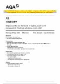 AQA AS HISTORY Religious conflict and the Church in England, c1529–c1570 Component 2D The break with Rome, c1529–1547 MAY 2024 Combined Question Paper and Mark Scheme