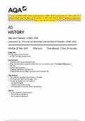 AQA AS HISTORY Italy and Fascism, c1900–1945 Component 2L The crisis of Liberal Italy and the Rise of Mussolini, c1900–1926 MAY 2024 Combined Question Paper and Mark Scheme