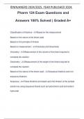 Pharm 124 Exam Questions and Answers 100% Solved | Graded A+