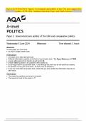 AQA A-level POLITICS Paper 2 Government and politics of the USA and comparative politics JUNE 2024 Combined Question Paper and Mark Scheme