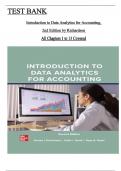 Complete Test Bank for Introduction to Data Analytics For Accounting 2nd Edition by Richardson, Terrell and Teeter, All Chapters 1 to 13 Covered, ISBN: 9781264445141 (100% Verified Edition)