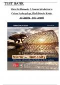 Complete Test Bank for Mirror for Humanity: A Concise Introduction to Cultural Anthropology 13th Edition by Conrad Kottak, All Chapters 1 to 13 Covered, ISBN: 9781260729207 (100% Verified Edition)