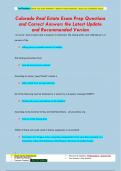 Colorado Real Estate Exam Prep Questions  and Correct Answers the Latest Update  and Recommended Version