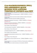 C719 MACROECONOMICS (WGU) PRE-ASSESSMENT QUICK QUIZZES WITH ANSWERS VERIFIED BY EXPERTS 2024 NEW