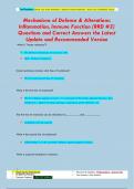 Mechanisms of Defense & Alterations:  Inflammation, Immune Function (RRD #3) Questions and Correct Answers the Latest  Update and Recommended Version