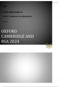 OXFORD CAMBRIDGE AND RSA 2024 GCE  Further Mathematics A  Y545/01: Additional Pure Mathematics  A Level ACTUAL QUESTION PAPER WITH MERGED MARKING SCHEME 2024