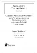 Test Bank For College Algebra in Context with Applications for the Managerial, Life, and Social Sciences 6th Edition by Ronald J. Harshbarger, Lisa S. Yocco,  All Chapters