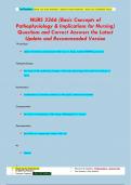 NURS 3366 (Basic Concepts of  Pathophysiology & Implications for Nursing) Questions and Correct Answers the Latest  Update and Recommended Version