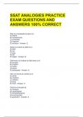 SSAT ANALOGIES PRACTICE EXAM QUESTIONS AND ANSWERS 100% CORRECT 