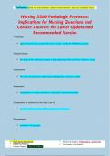 Nursing 3366 Pathologic Processes:  Implications for Nursing Questions and  Correct Answers the Latest Update and  Recommended Version