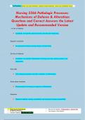 Nursing 3366 Pathologic Processes:  Mechanisms of Defense & Alterations Questions and Correct Answers the Latest  Update and Recommended Version