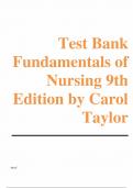 TEST BANK FUNDAMENTALS OF NURSING 9TH EDITION BY CAROL TAYLOR PAMELA LYNN JENNIFER BARTLETT