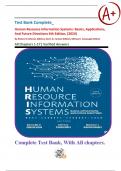 Test Bank Complete_ Human Resource Information Systems: Basics, Applications, And Future Directions 6th Edition, (2024) By Richard D Johnson, Kevin D. Carlson & Michael J. Kavanagh All Chapters 1-17| Verified Answers