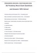 SLP Anatomy Neuro Exam Questions and Answers 100% Solved