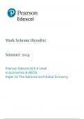 Pearson Edexcel Level 3 GCE Economics A Advanced Paper 2 JUNE 2024 MARK SCHEME