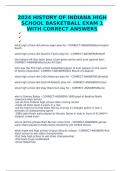 2024 HISTORY OF INDIANA HIGH SCHOOL BASKETBALL EXAM 1 WITH CORRECT ANSWERS