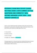 ROCKWELL EXAM REAL ESTATE CLASSES WA FINAL EXAM 1 WITH CORRECT ACTUAL QUESTIONS AND CORRECTLY  WELL DEFINED ANSWERS LATEST 2024 – 2025  ALREADY GRADED A+ 